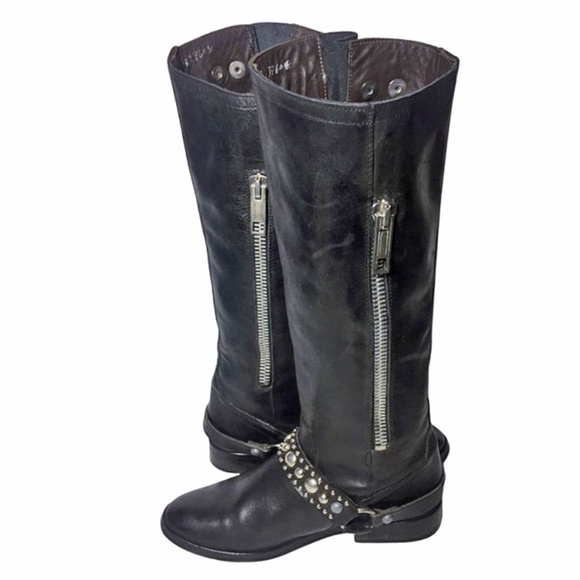 Golden Goose Black Leather Motorcycle Boots Size 6 - Picture 3 of 8